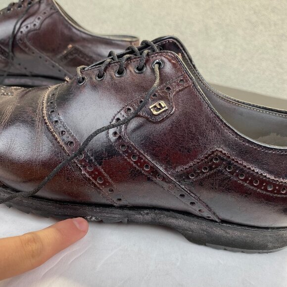VTG FootJoy Classics Mens Spikeless Golf Shoes Wingtip Oxblood Red Size10D 55814 - Picture 7 of 16